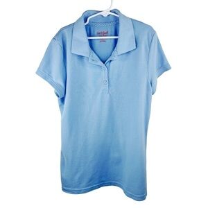 CAT & JACK Girls Kids Preppy Baby Blue Polo T shirt Size says Large (10/12)